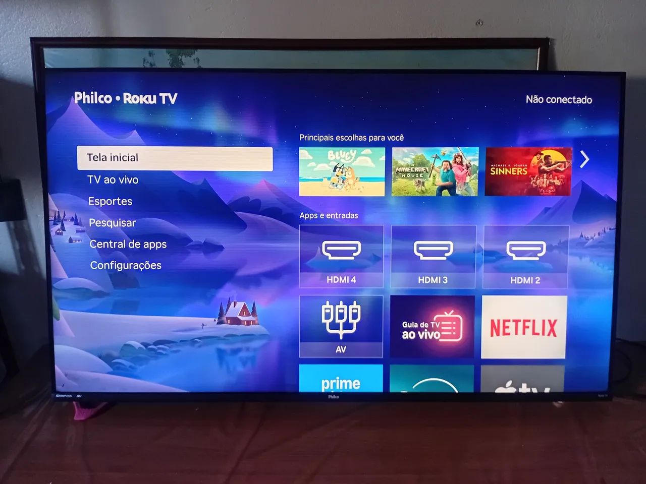 Tv Philco smart 4k Roku 55 polegadas com defeito 