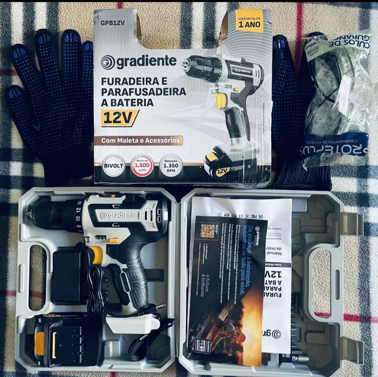  Parafusadeira Furadeira Gradiente Com Maleta E Acessórios - Foto 2