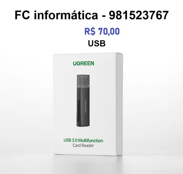 Leitor cartão/micro SD Usb 3.0 Super rápido Ugreen USB 70,0 / USB + tipo c 80,0