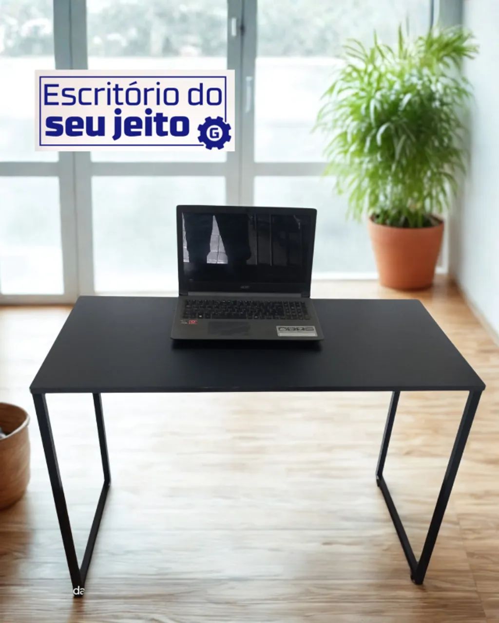 Escrivaninha 1m NOVA Mesa de Escritório Industrial Multiuso para Notebook Computador Birô - Foto 2