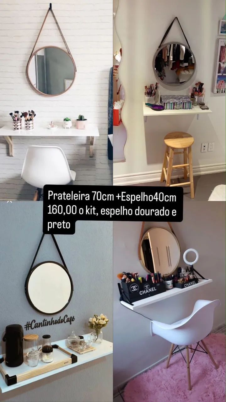 Kit de espelho e prateleira 
