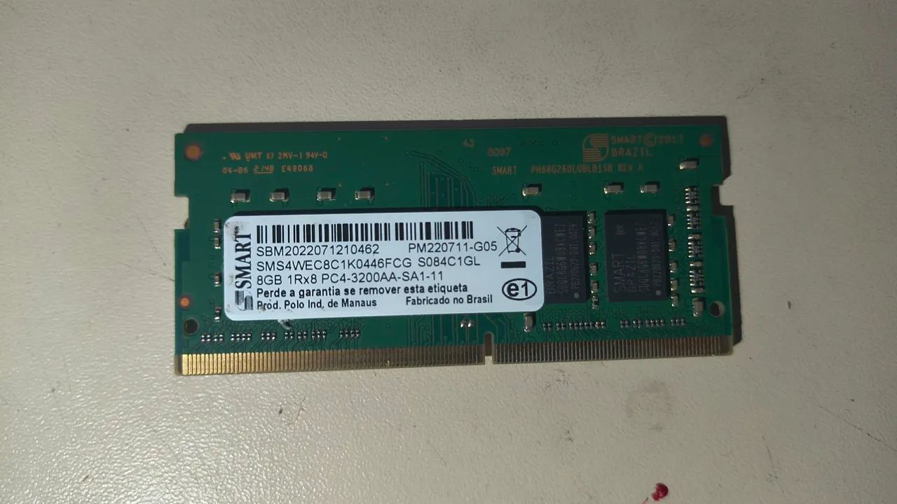 Memória ram 8gb ddr4 notebook