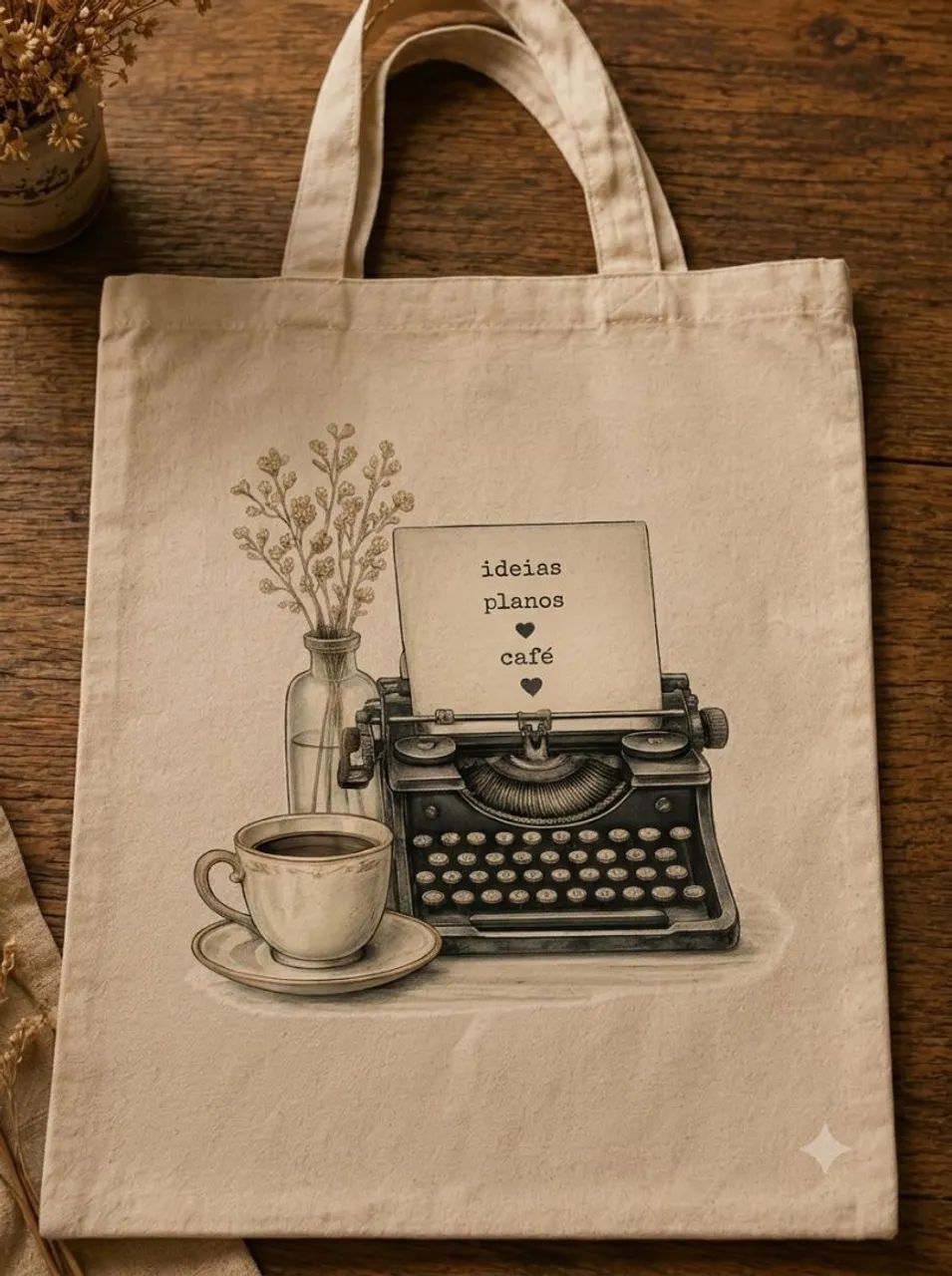 Ecobag de algodão cru com estampa vintage  - Foto 5