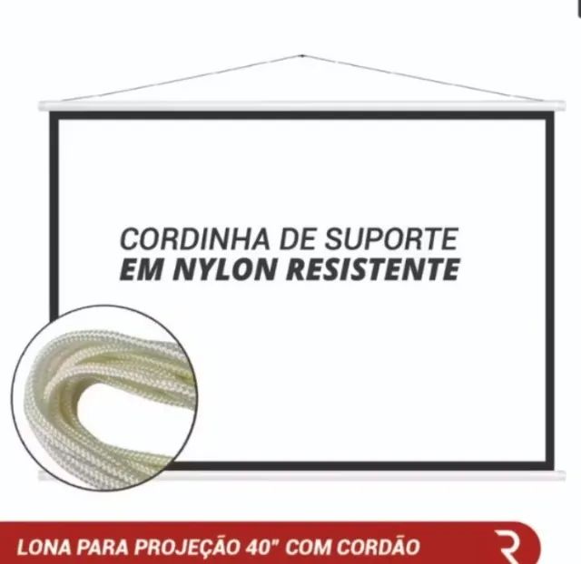 Tela de Projeção 40 Polegadas 105x80cm Portátil Com Cordinha Resistente Lona Premium - Foto 4