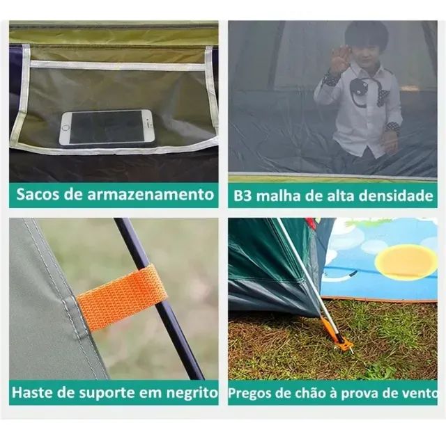 Barraca Acampamento Camping 5 Pessoas Impermeável 1500mm Verde-musgo - Foto 4