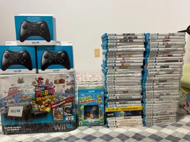 Nintendo Wii U Deluxe Set 32GB + 3 Pro Controllers + 67 Jogos