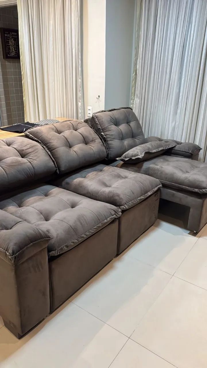 SOFÁ RETRÁTIL RECLINÁVEL COM PILLOW TOP MOLAS ENSACADAS  - Foto 3
