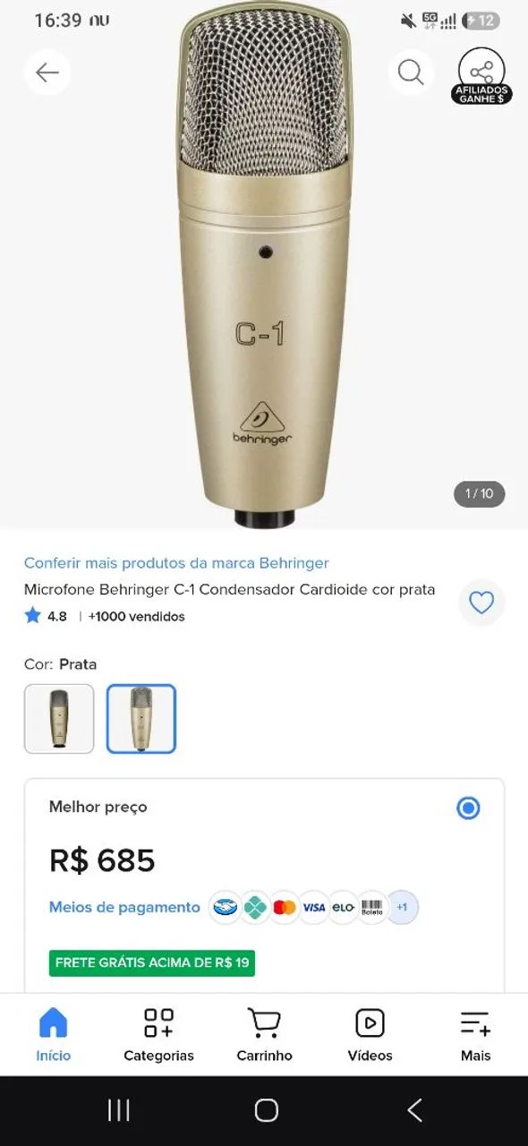 NUNCA USADO Microfone condensador C1 Behringer - Foto 4
