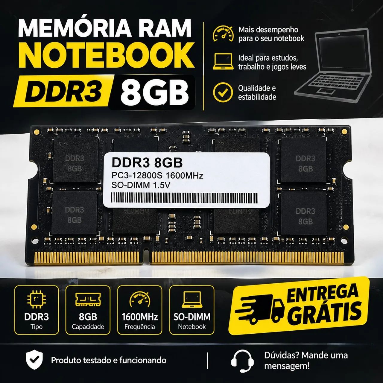 Memória DDR3 8GB NOTEBOOK 