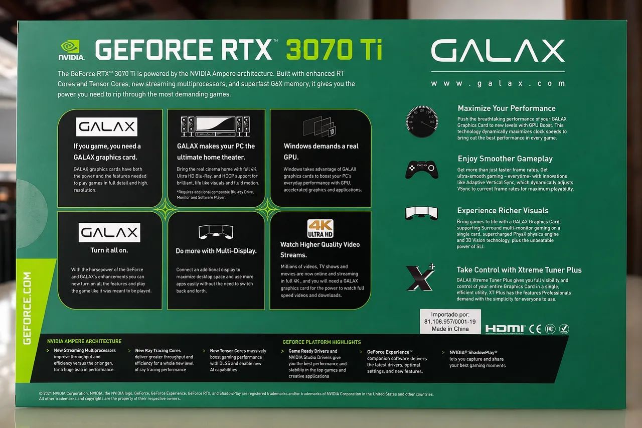 RTX 3070 Ti GALAX 8GB GDDR6X - 1-Click OC - Peças de Hardware