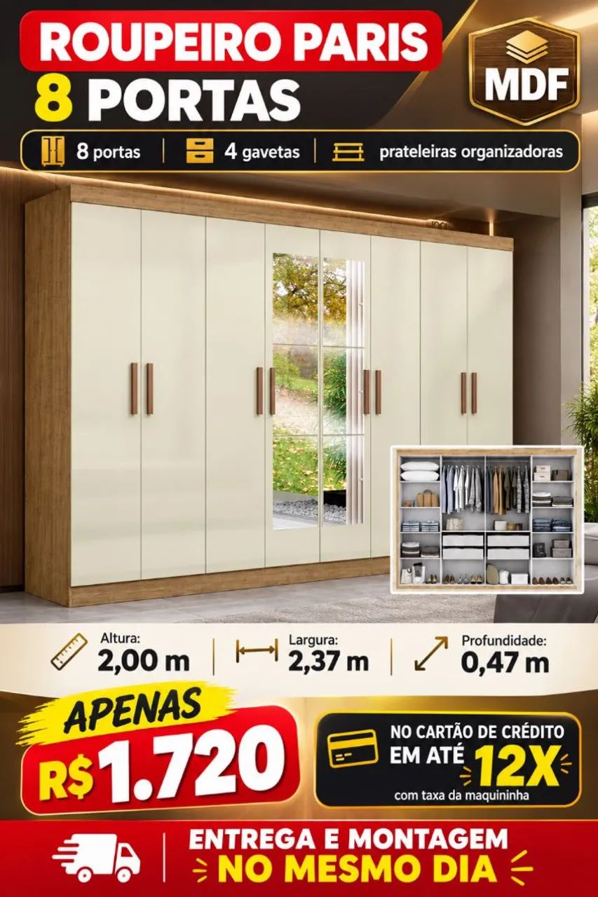 Guarda roupa casal com espelho  - Foto 3