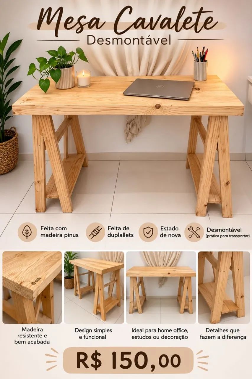 Mesa desmontável dupallets 