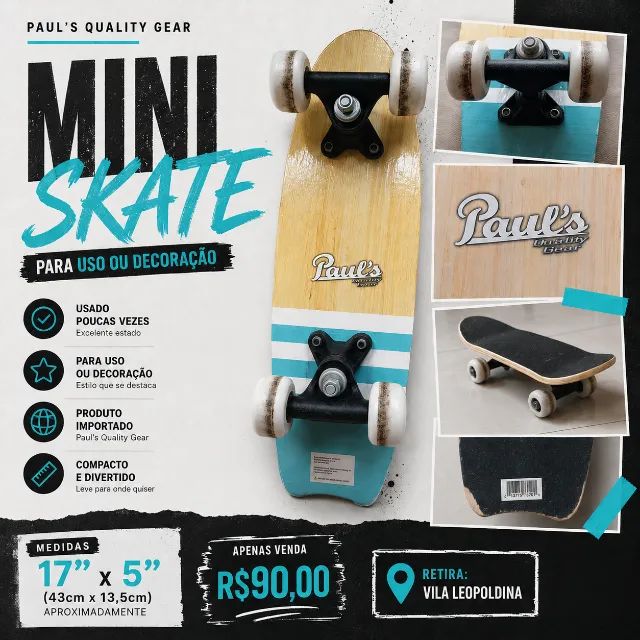 Mini Skate 17x5 polegadas - Paul's Quality Gear - importado