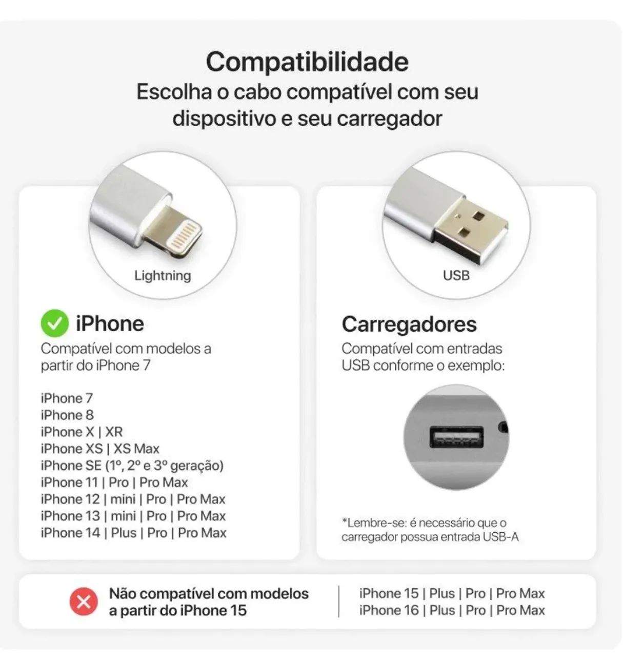 Cabo Lightning para USB, iPlace, 1,2 m, Branco - Foto 3