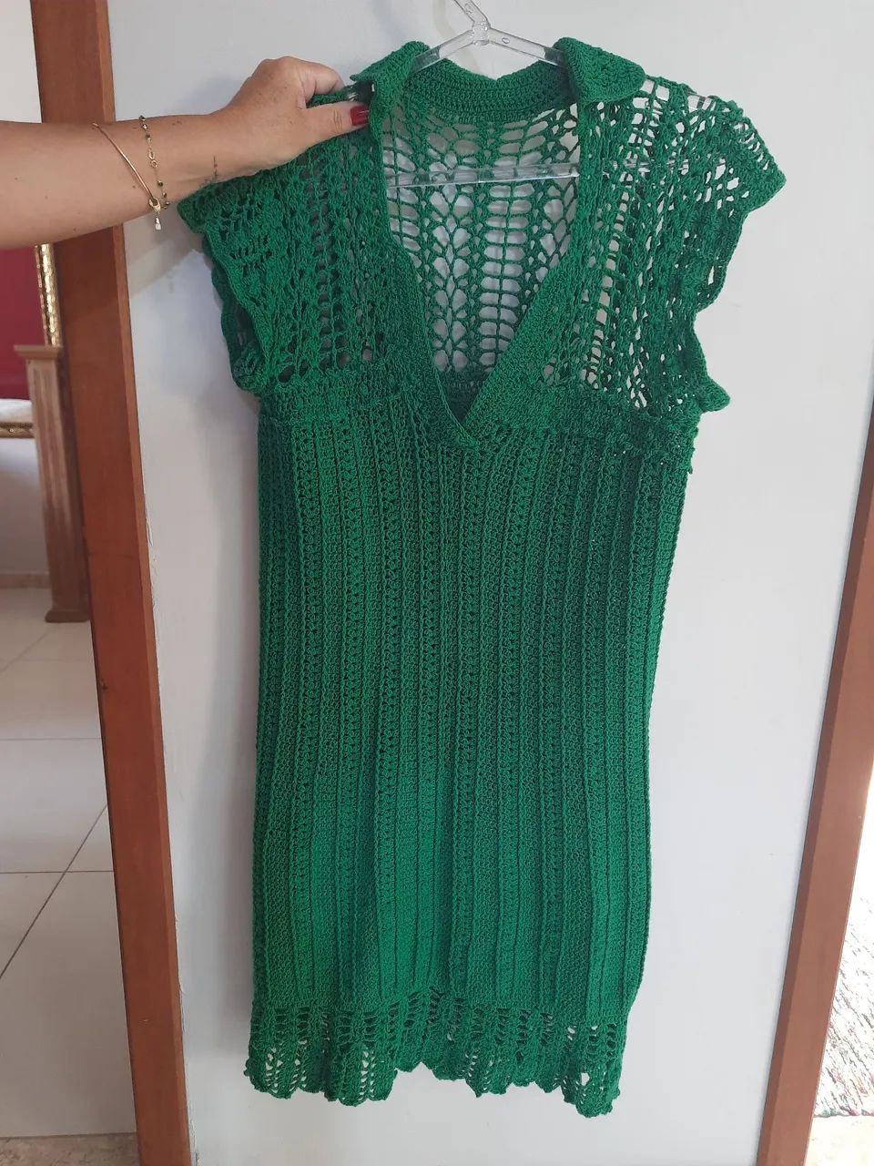 Vestido em crochê artesanal tam P / 40 - Foto 5