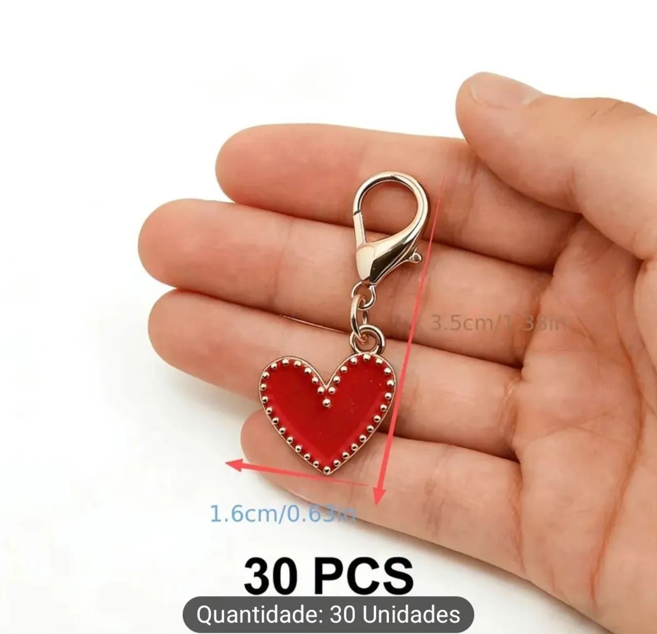 30pcs Chaveiros de Coração - Foto 3