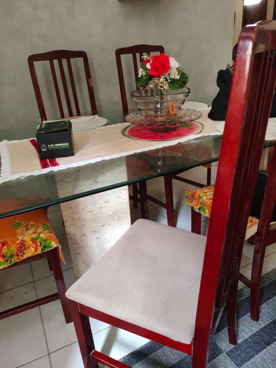 Mesa de vidro 6 lugares65171912986754122