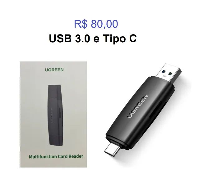 Leitor cartão/micro SD Usb 3.0 Super rápido Ugreen USB 70,0 / USB + tipo c 80,0 - Foto 2