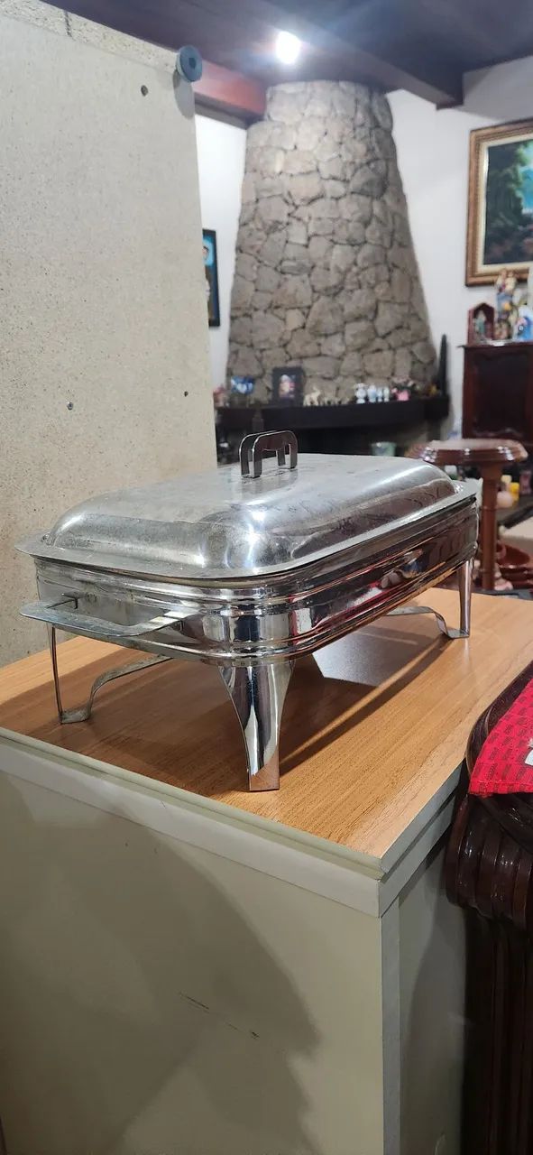 3 rechaut INOX com vidro e uma chapa