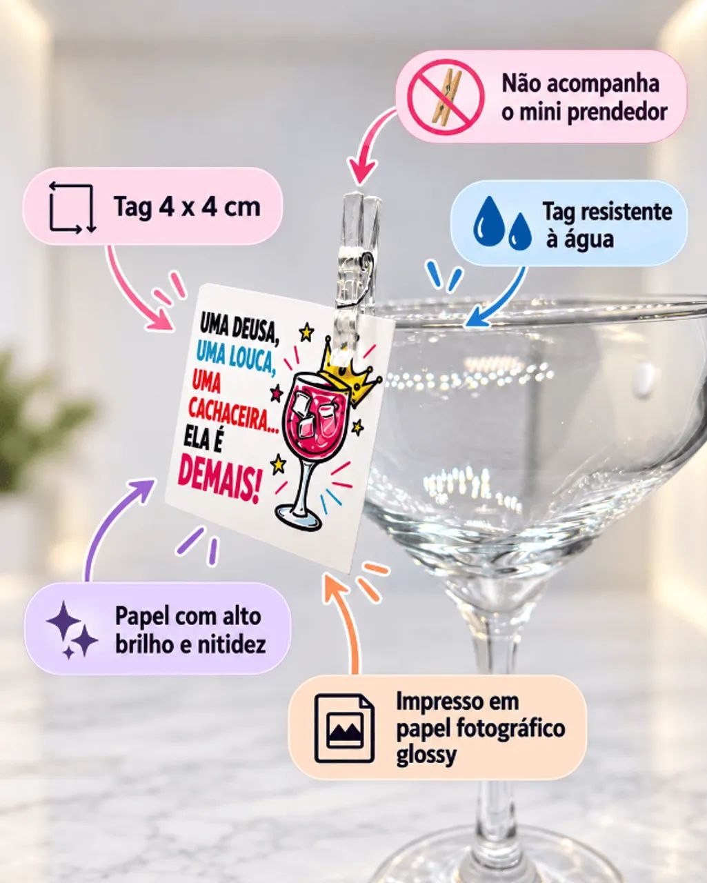 Kit de 100 Tags para Drinks - Foto 3