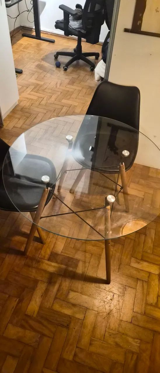 Mesa de Jantar Vidro Tok&Stok 90cm