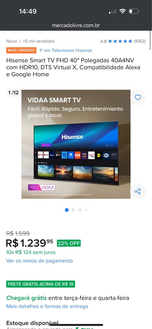 SMART TV 40 polegadas - Foto 3