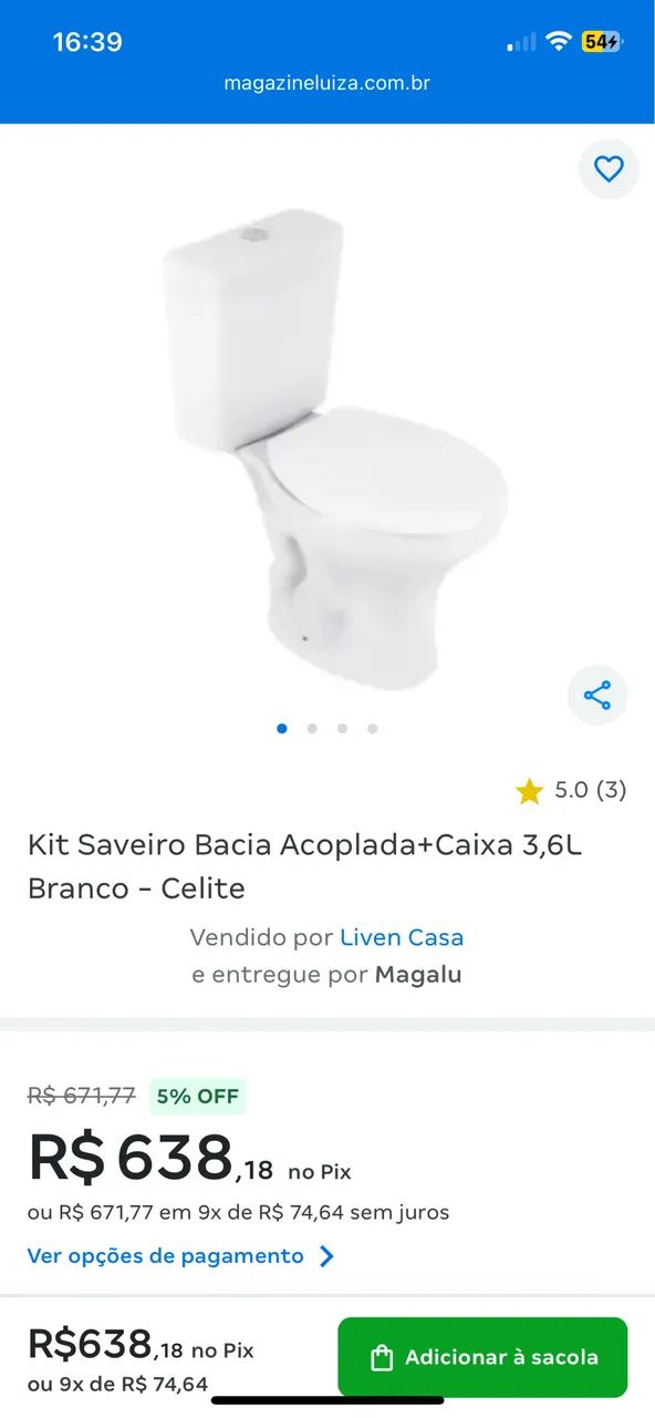 Kit vaso sanitário celite - Foto 5