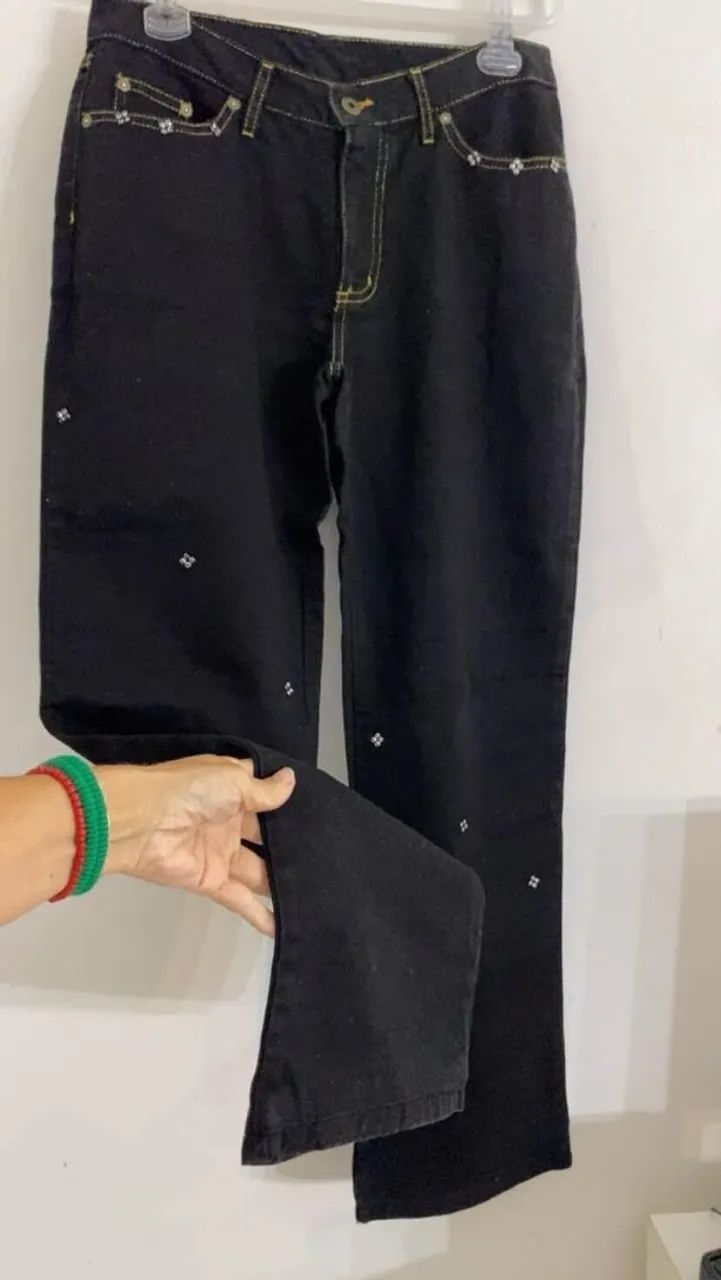 Calça jeans miçangas e strass Versus tam 38 - Foto 4