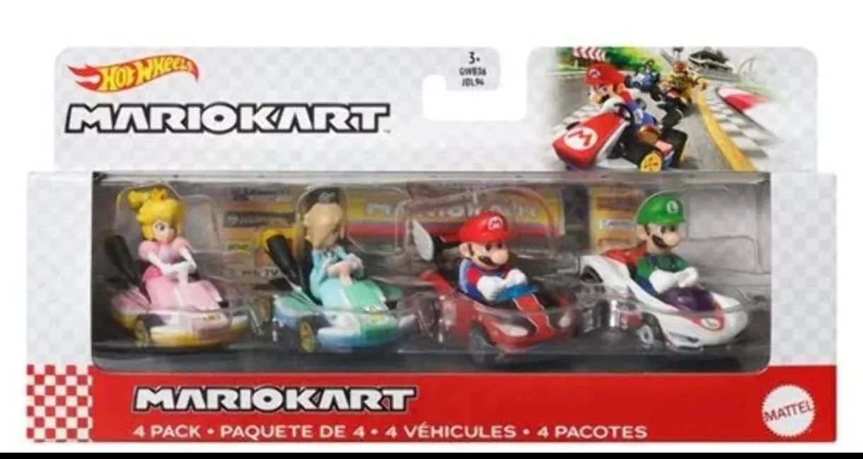 Mario Kart Hot Wheels 2025 Mix 3 - set  com 4 Veículos