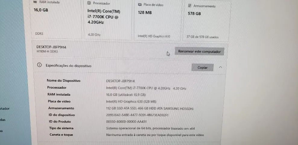 CPU DESKTOP i7 7700K + 16gb + SSD + HDD - Foto 2