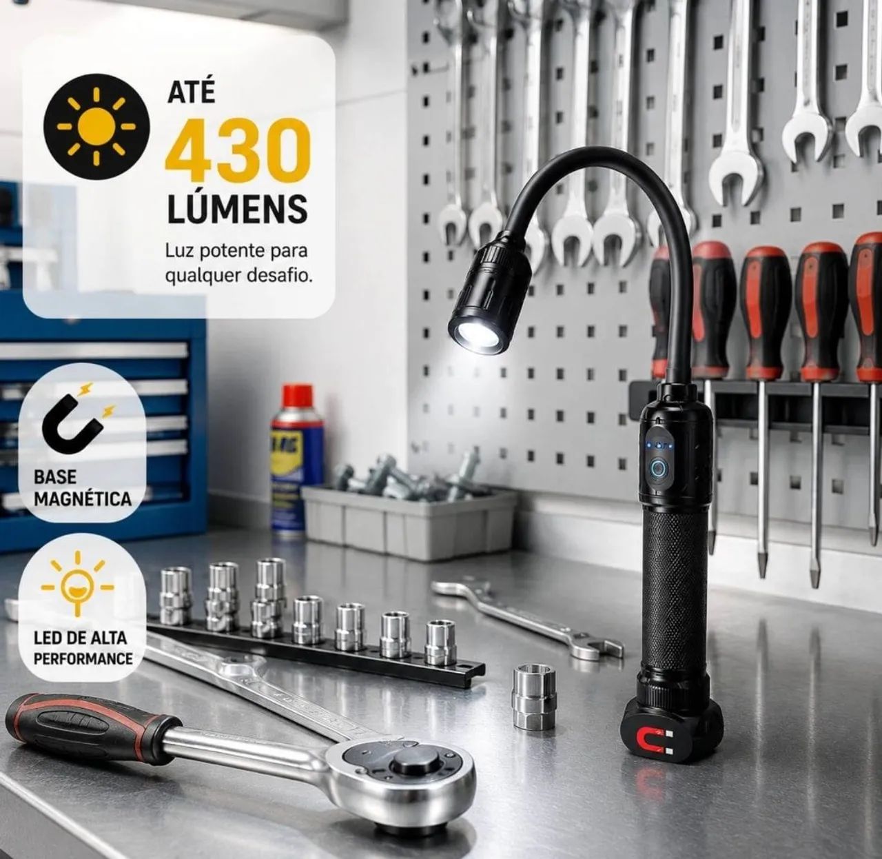 Lanterna Flexível com Base Magnética <br> - Foto 2