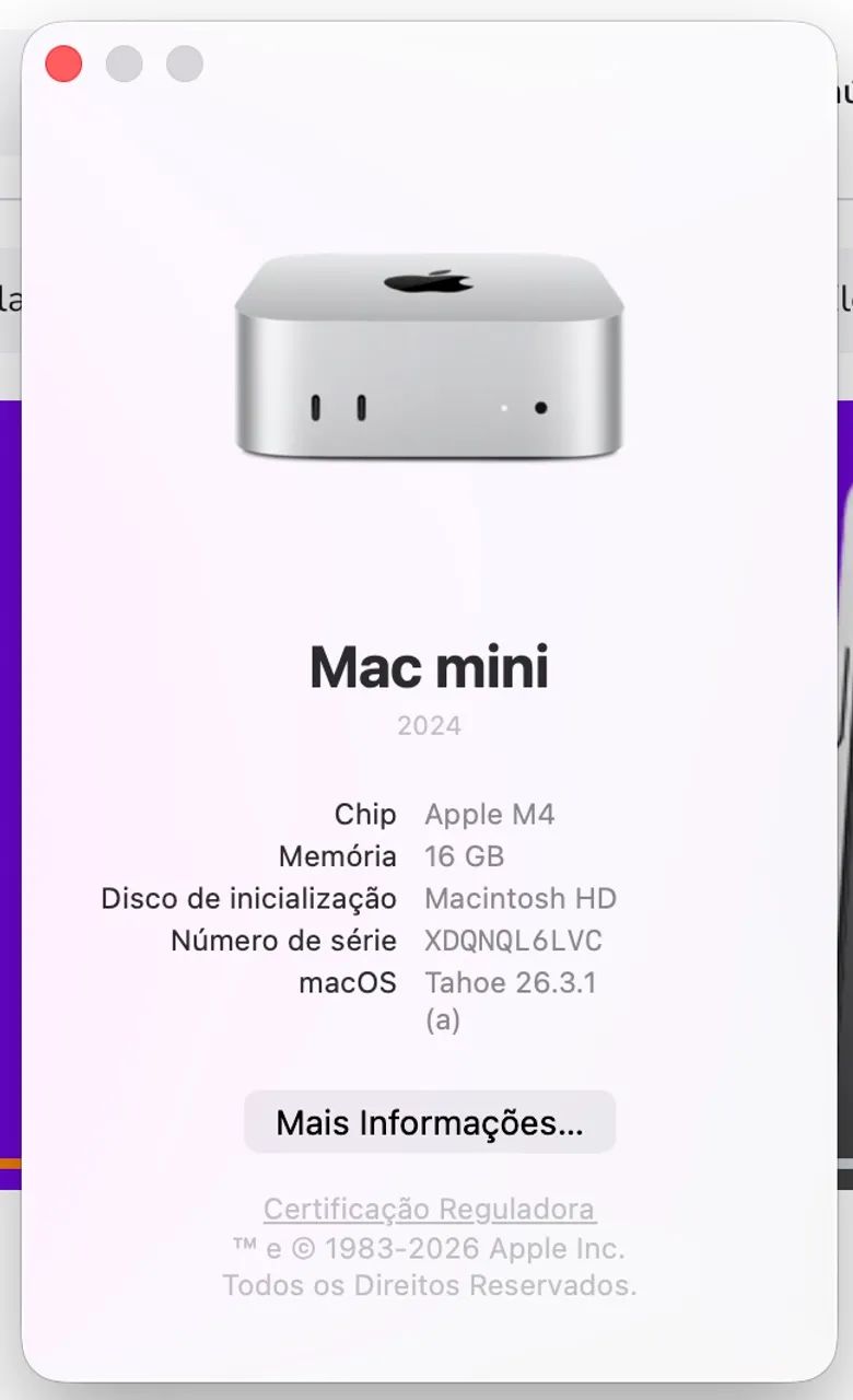 Mac Mini M4 2024 - 16gb 256gb - Computadores e Desktops - Nova