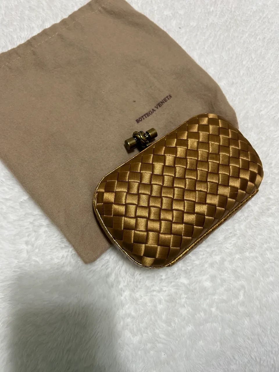 Bolsa nova original bottega venetta dourada entrecciato 
