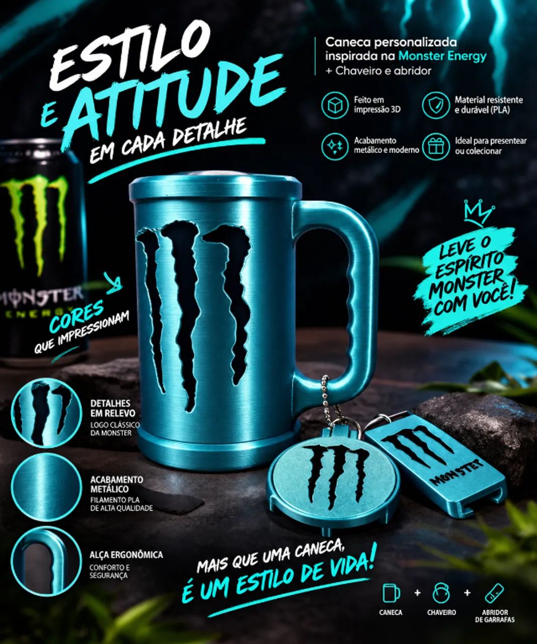 CANECA MONSTER 3D ? KIT COMPLETO!