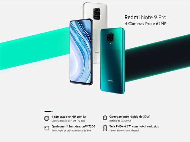 Xiaomi Redmi Note 9 Pro 6x sem juros no cartão