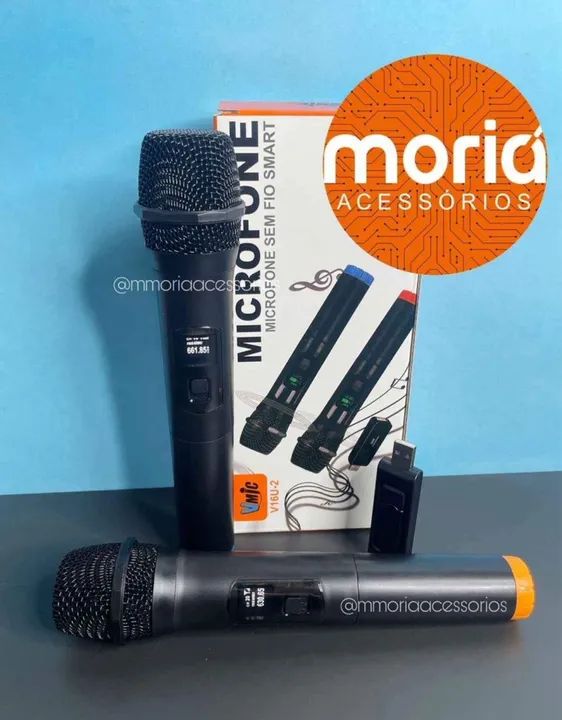 Microfone Sem Fio Duplo com Conector USB Vmic - Foto 2