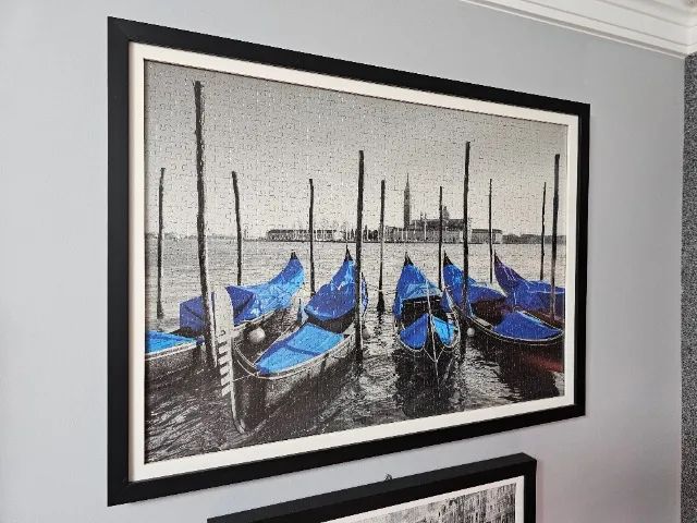 Quadro Puzzle Grow Gôndolas de Veneza 1000 Peças Com Moldura Premium e Vidro Fosco Anti Re - Foto 2