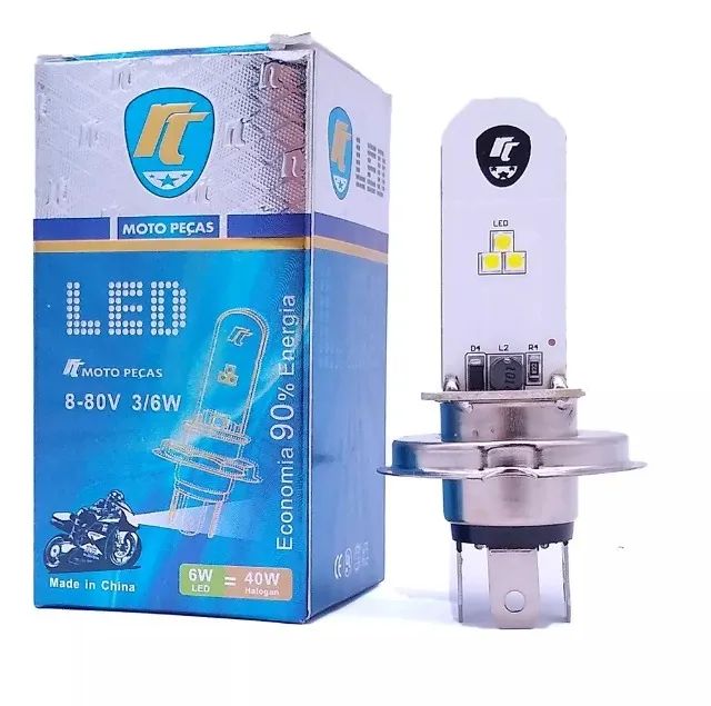 Lâmpada Led de Moto H4 6000k Farol alto e baixo 