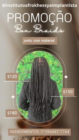 Trancas box braids últimas vagas da promoção agende já!!