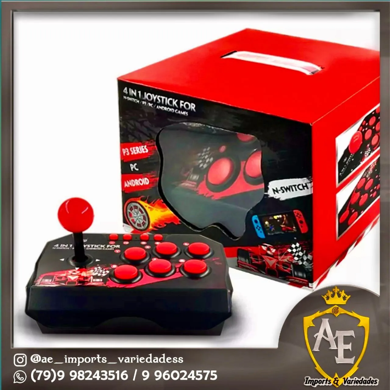 Controle arcade 4 em 1 para Switch, PS3, PC e Android