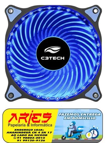cooler led azul 12 cm c3tech f7-l130bl 30 leds p/ gabinete 