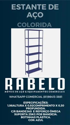 Estante de aço Amapá Azul Royal c/6 bandejas em até 5x sem juros 