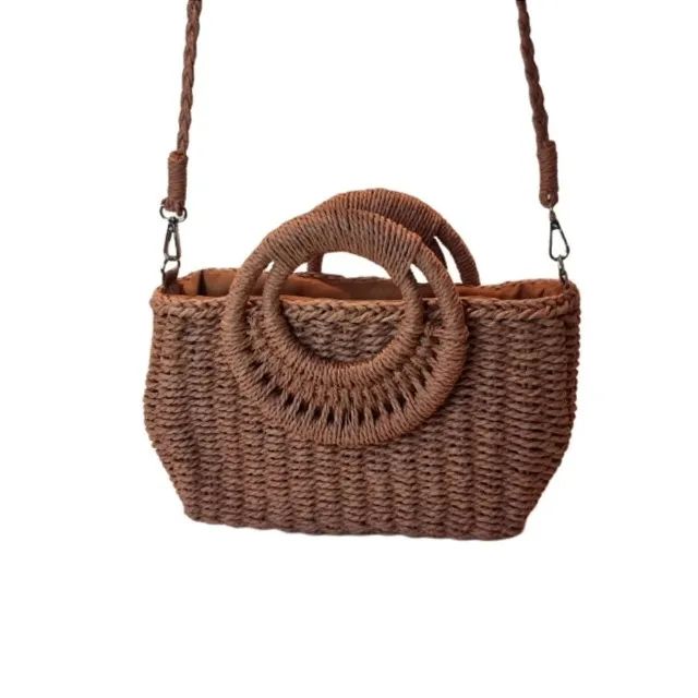 Bolsa Artesanal Verão Luxo Praia Meia Lua Retangular Forrada - Foto 3