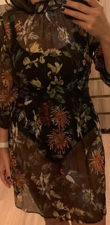 Saída de praia Zara elegante, estampada transparente M - Foto 2