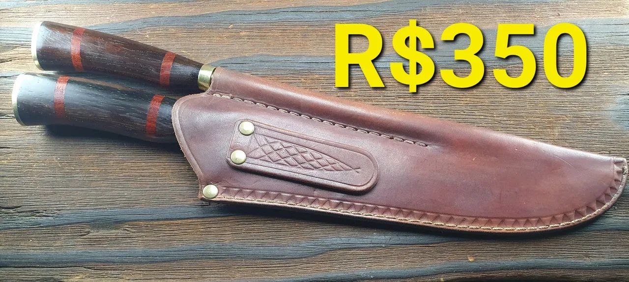 Faca e chaira artesanais - conjunto 