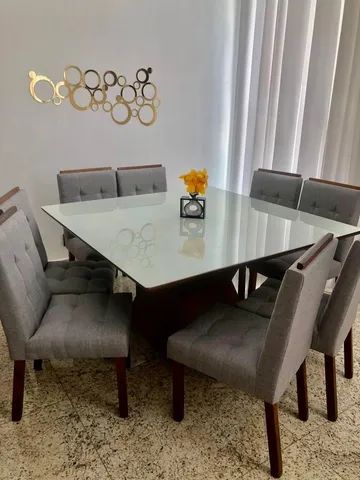 Mesa 8 cadeiras madeira maciça 