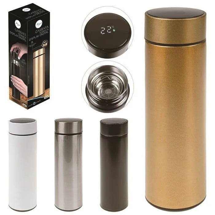 Garrafa Térmica Inox 450 ml com Display Digital de Temperatura