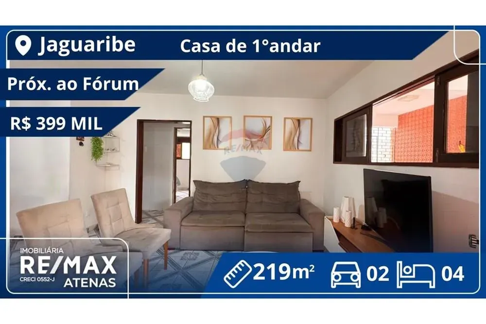 CASA DE 1º ANDAR COM 219m², EM JAGUARIBE, PROX. AO FÓRUM COM 5 QUARTOS SENDO 02 SUÍTES POR
