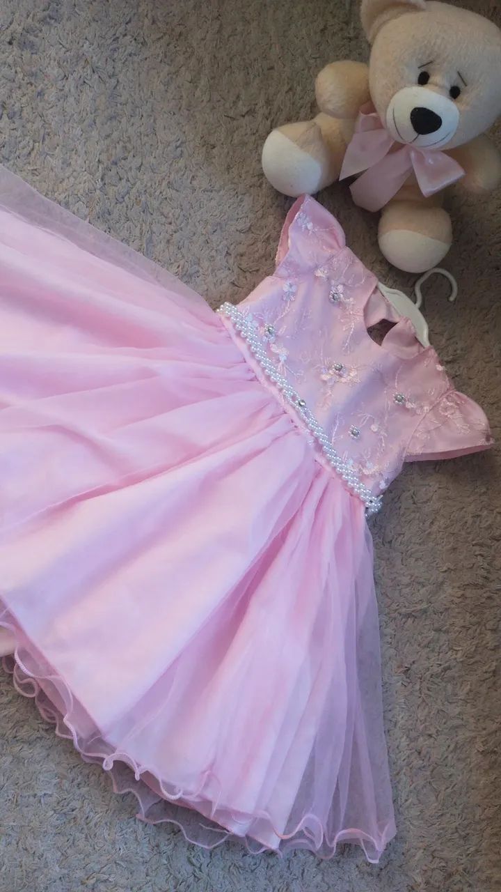 Vestido Princesa Rosa Bebê - Foto 2