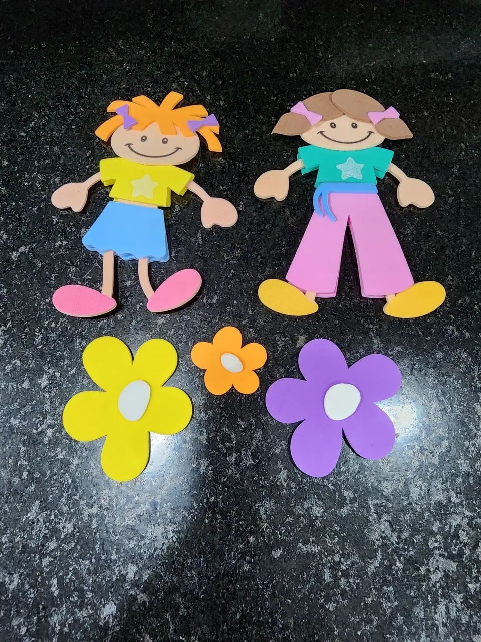 Kit de EVA: 5 itens Bonecas e Flores para Artesanato